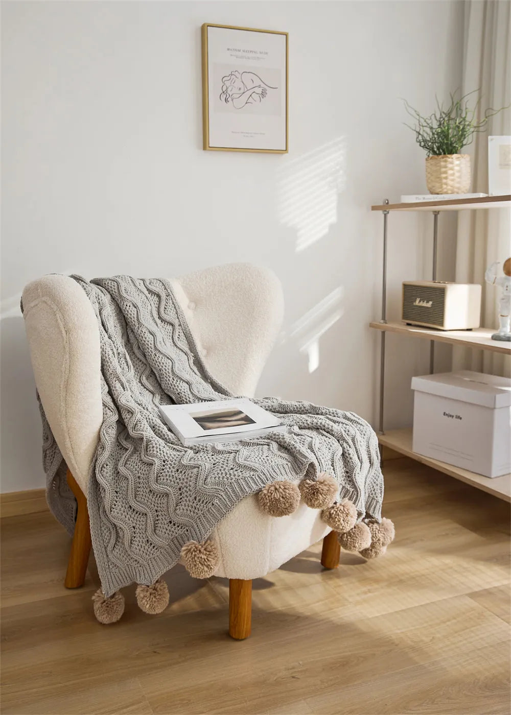 Snuggle Pom Pom Chenille Throw Blanket