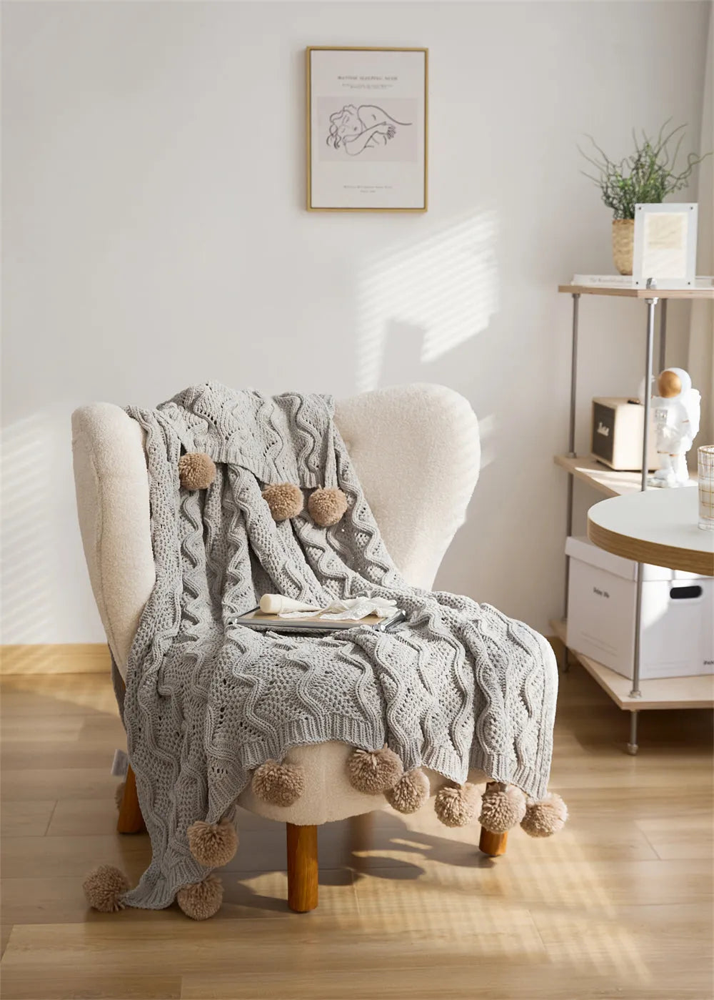 Snuggle Pom Pom Chenille Throw Blanket