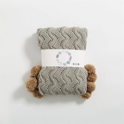 Snuggle Pom Pom Chenille Throw Blanket