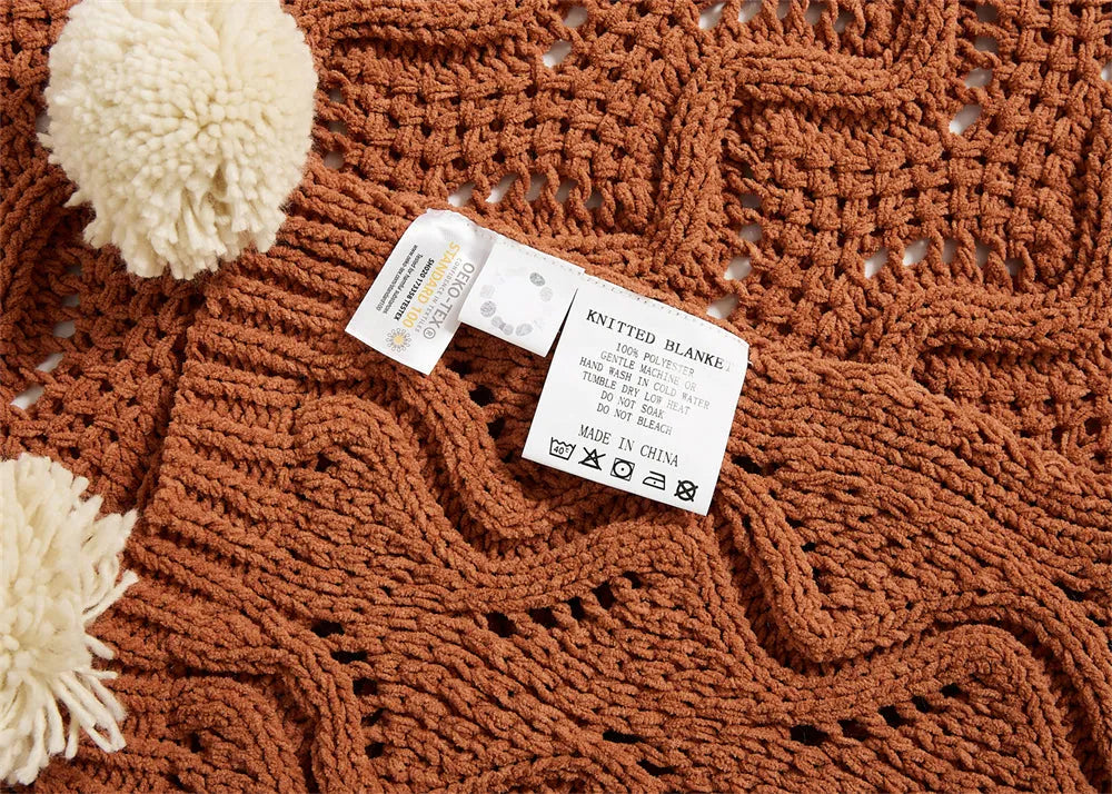 Snuggle Pom Pom Chenille Throw Blanket