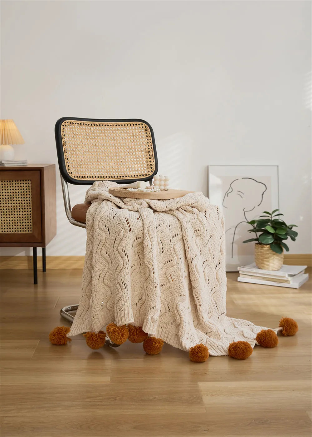Snuggle Pom Pom Chenille Throw Blanket