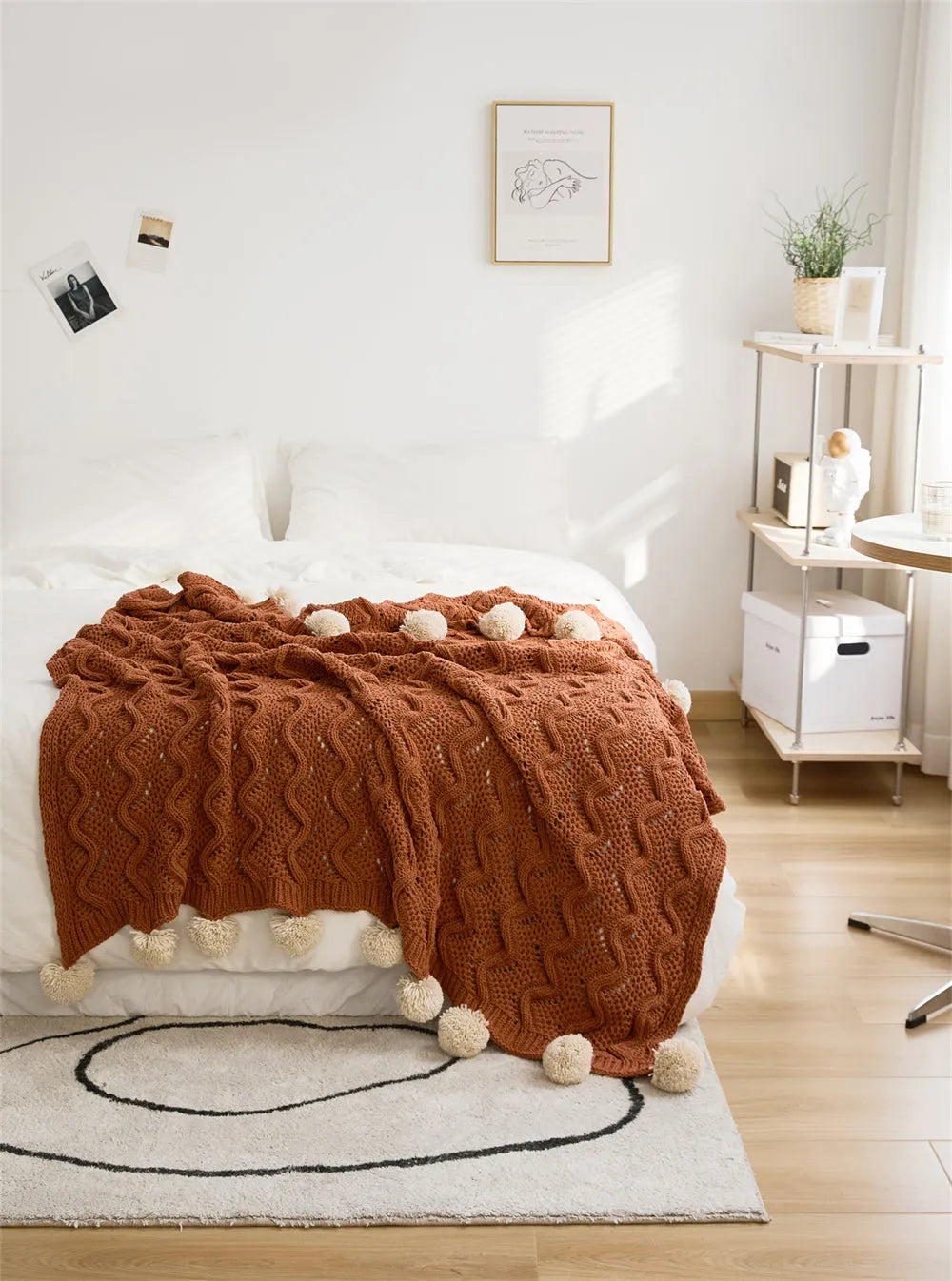 Snuggle Pom Pom Chenille Throw Blanket