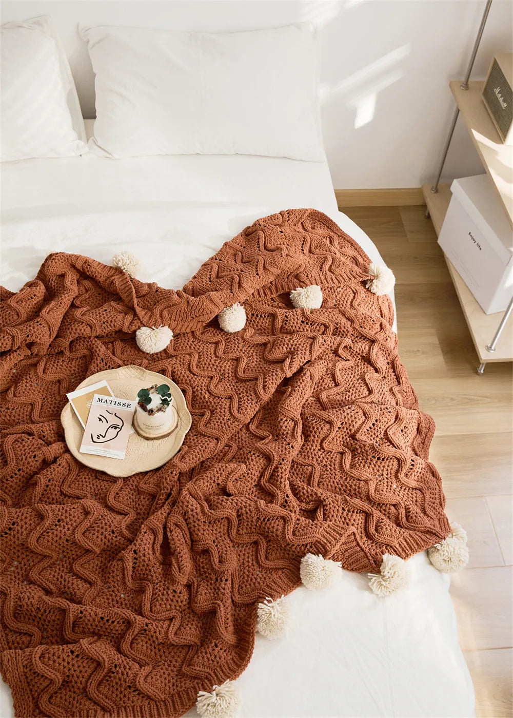 Snuggle Pom Pom Chenille Throw Blanket