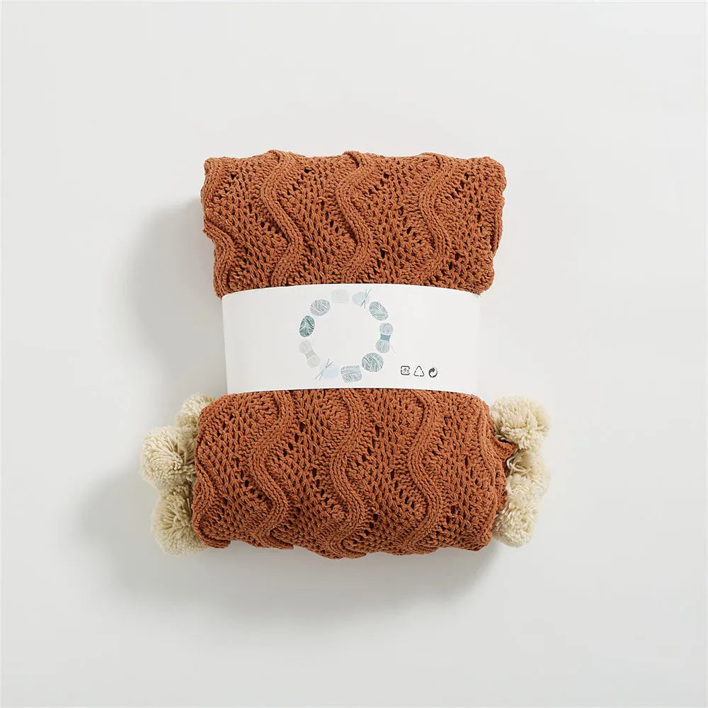 Snuggle Pom Pom Chenille Throw Blanket