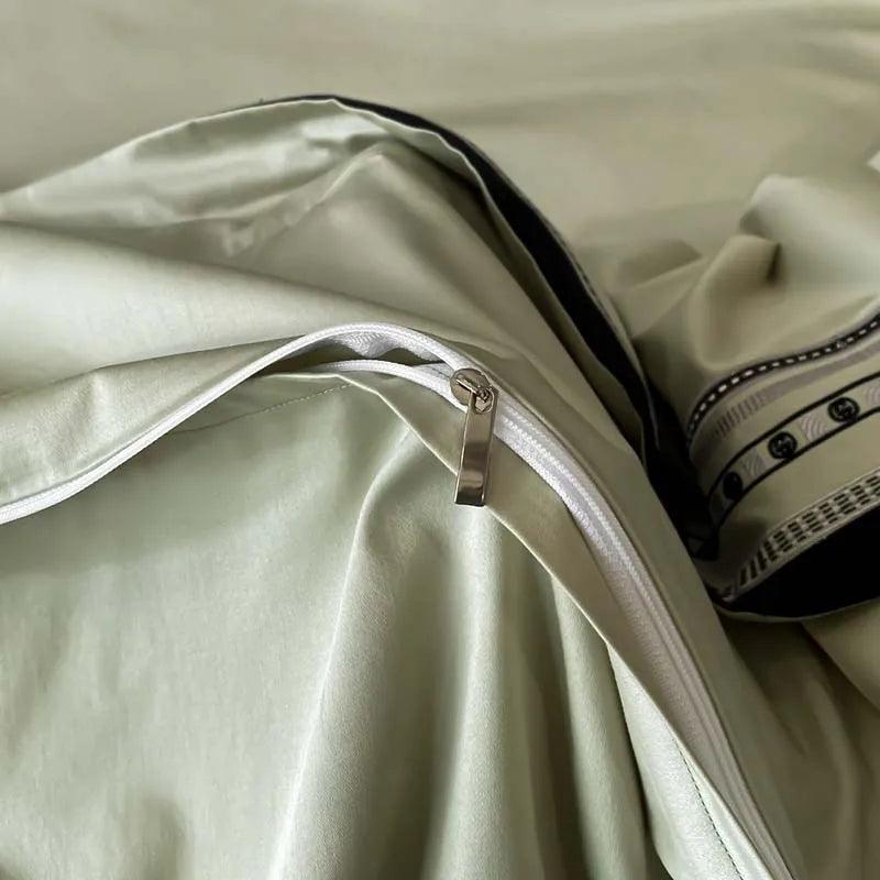 1000TC Long Staple Cotton White Bedding Sets Premium Embroidery Duvet Cover 1 flat Sheet 2Pillowcase Double King Queen 4Pcs - Fluffyslip