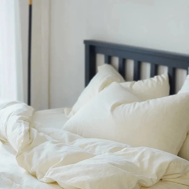 Texture Cotton Linen Blend Duvet Cover Set - Fluffyslip