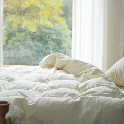 Texture Cotton Linen Blend Duvet Cover Set - Fluffyslip