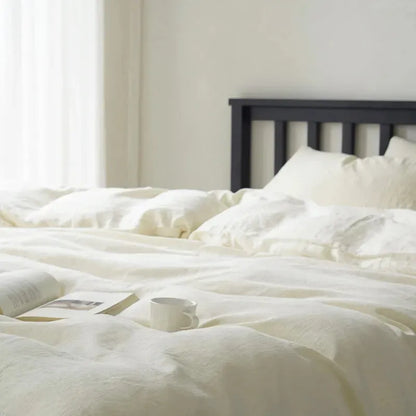 Texture Cotton Linen Blend Duvet Cover Set - Fluffyslip