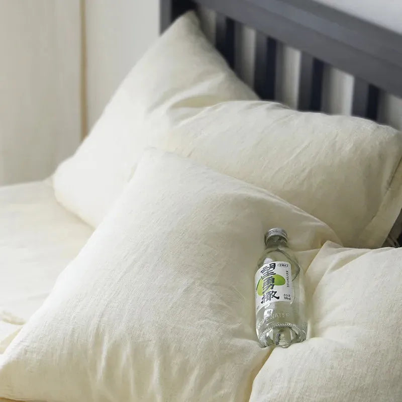 Texture Cotton Linen Blend Duvet Cover Set - Fluffyslip