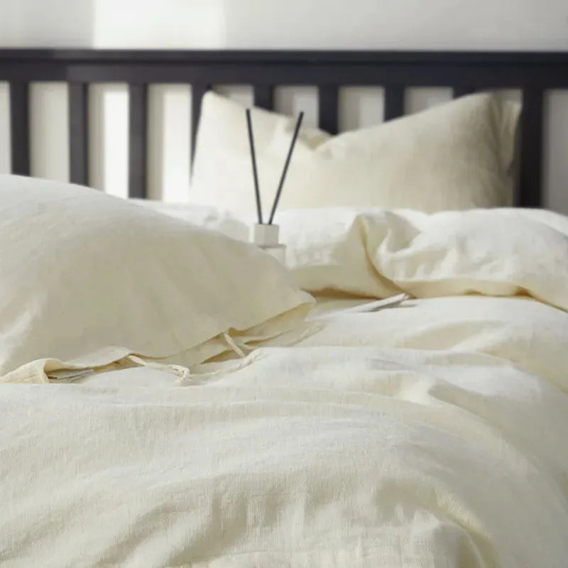 Texture Cotton Linen Blend Duvet Cover Set - Fluffyslip