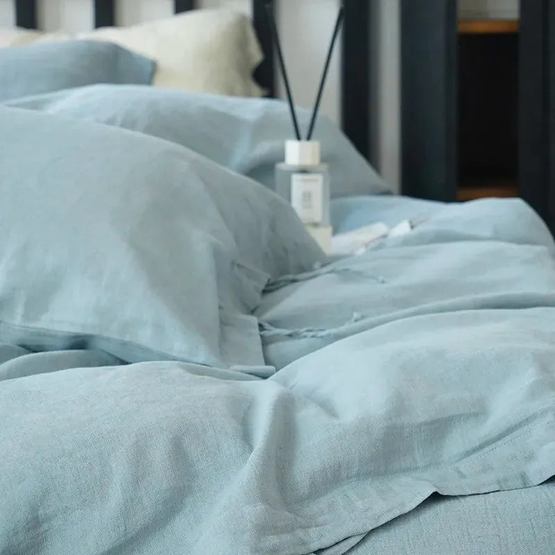 Texture Cotton Linen Blend Duvet Cover Set - Fluffyslip