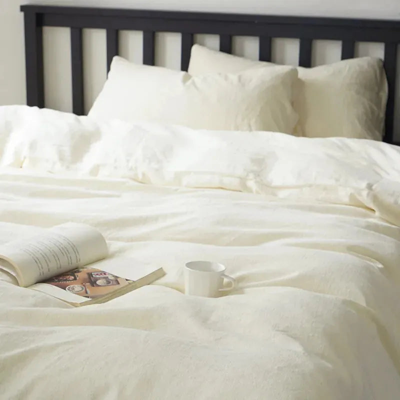 Texture Cotton Linen Blend Duvet Cover Set - Fluffyslip