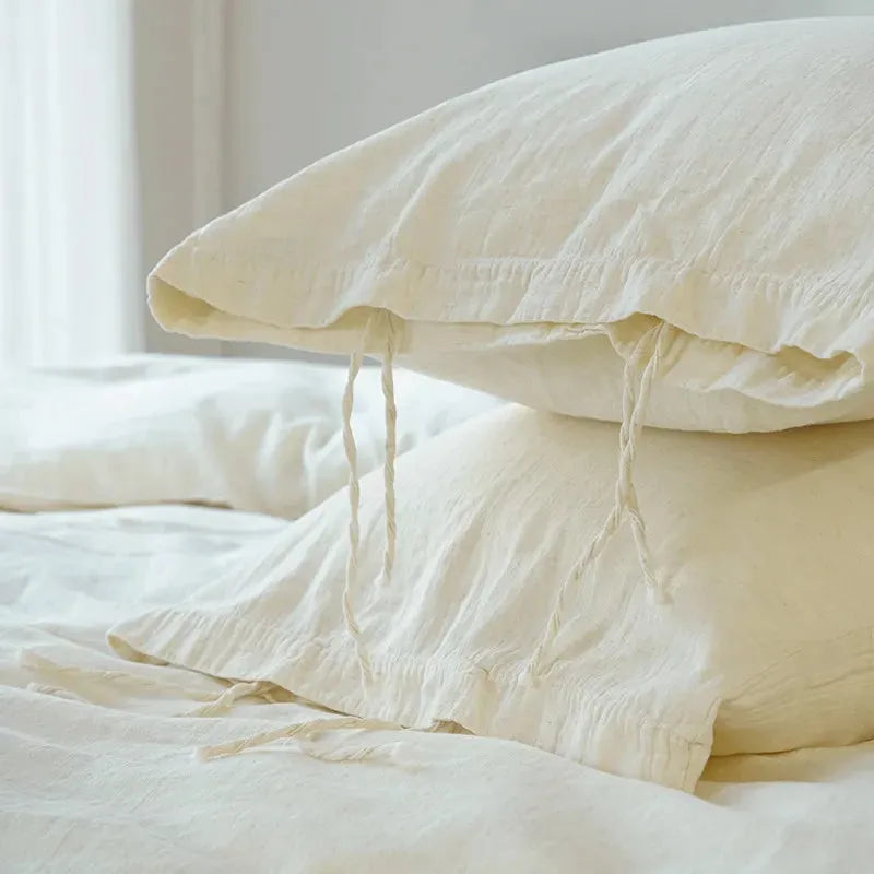 Texture Cotton Linen Blend Duvet Cover Set - Fluffyslip