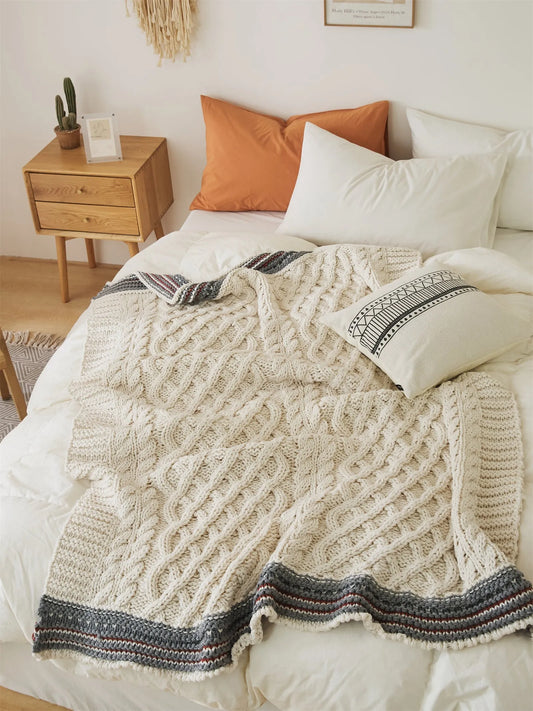 Threaded Embrace Knitted Acrylic Throw Blanket