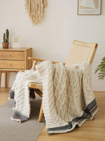 Threaded Embrace Knitted Acrylic Throw Blanket