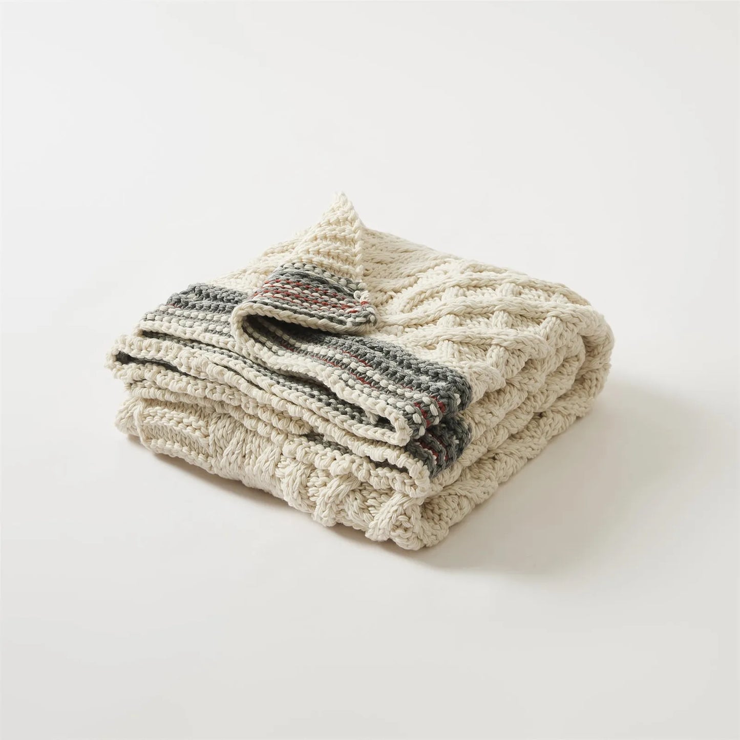 Threaded Embrace Knitted Acrylic Throw Blanket
