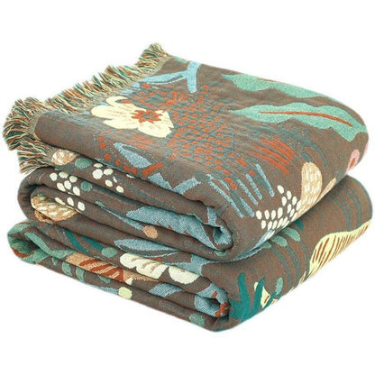 Textile City Jungle Tiger 6 Layer Cotton Gauze Towel Quilt Green Summer Cool Office Comfy Single Blanket Sofa Cover Blanket - Fluffyslip