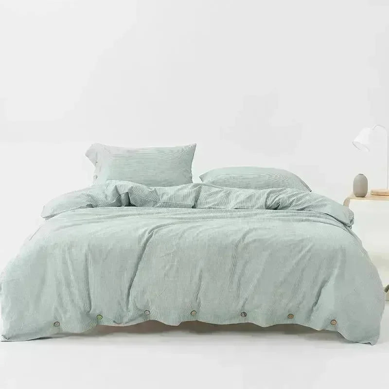 Vertical Line Washed Cotton Duvet Set - Fluffyslip