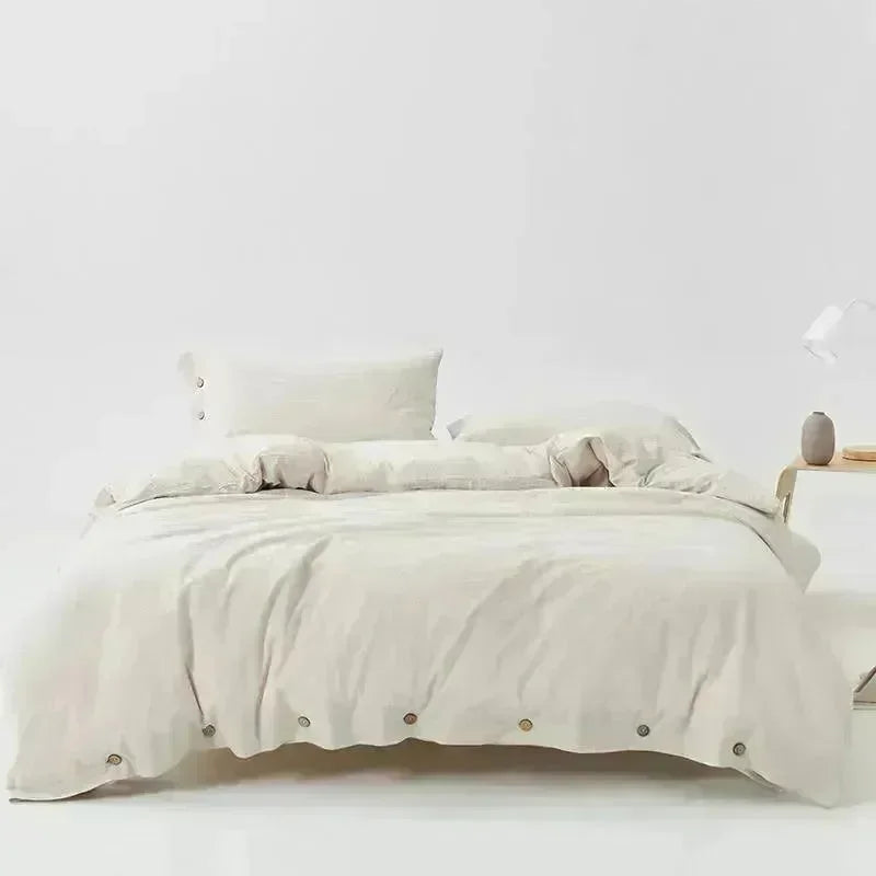 Vertical Line Washed Cotton Duvet Set - Fluffyslip