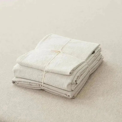 Vertical Line Washed Cotton Duvet Set - Fluffyslip