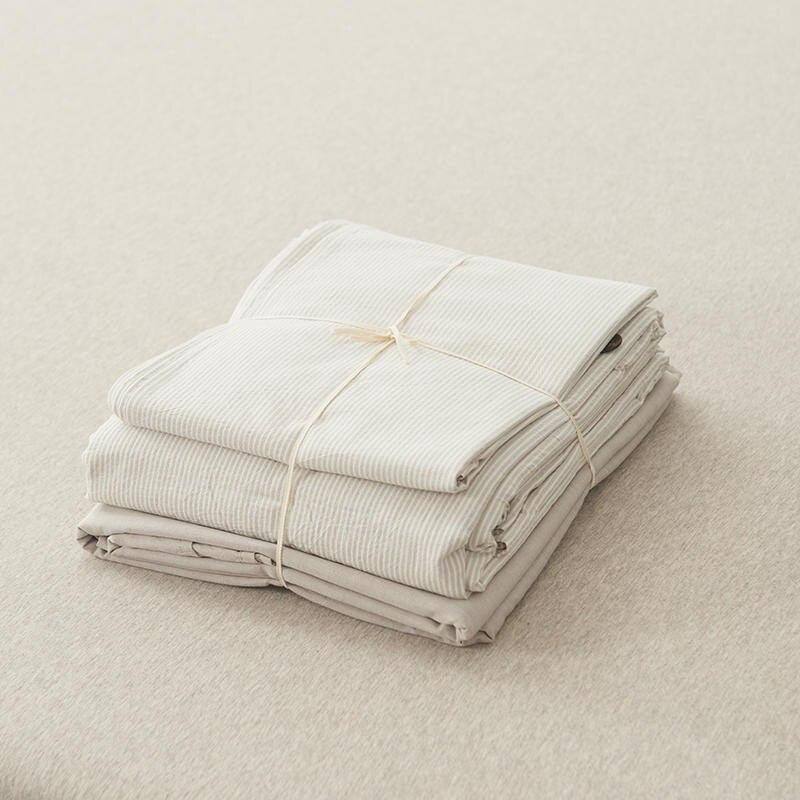 Vertical Line Washed Cotton Duvet Set - Fluffyslip
