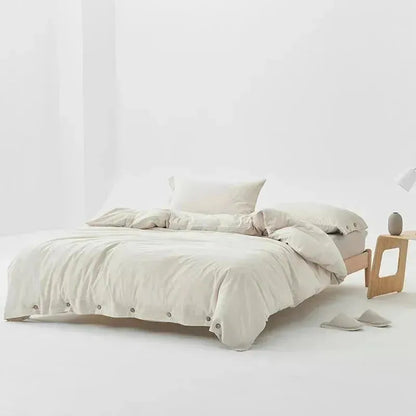 Vertical Line Washed Cotton Duvet Set - Fluffyslip