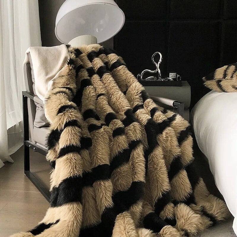Zebra Stripe Faux Fox Blanket - Fluffyslip
