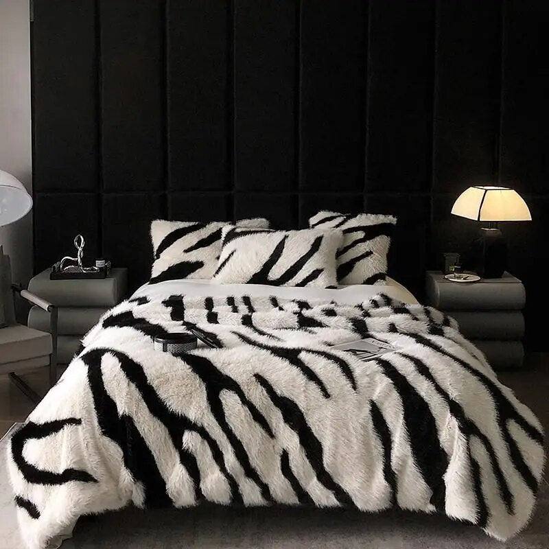 Zebra Stripe Faux Fox Blanket - Fluffyslip